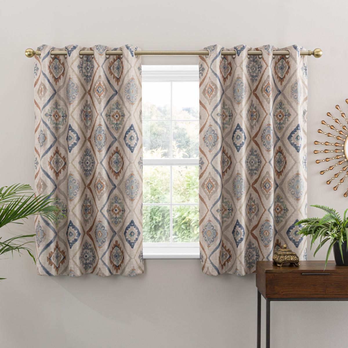 Marrakech Blue Eyelet Curtains Blue, Green and Brown – image 2