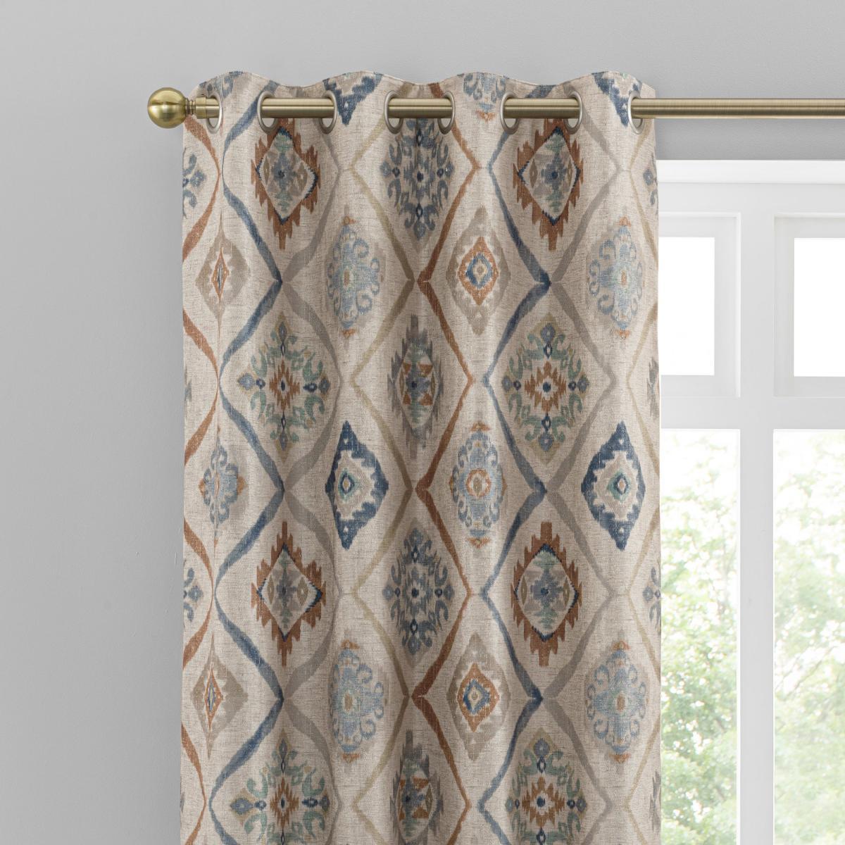 Marrakech Blue Eyelet Curtains Blue, Green and Brown – image 3