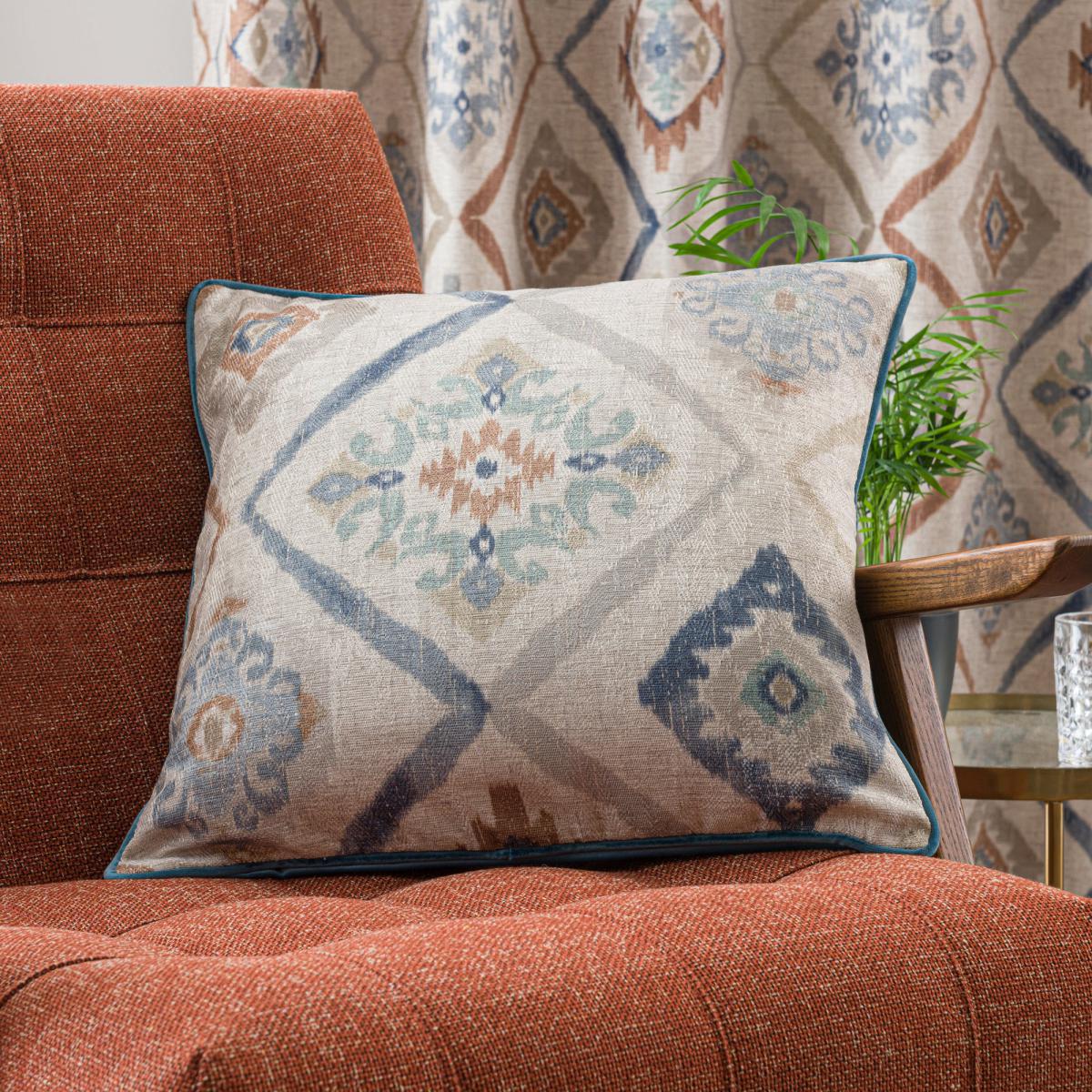 Marrakech Blue Eyelet Curtains Blue, Green and Brown – image 7