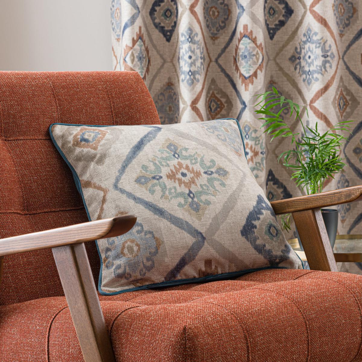 Marrakech Blue Eyelet Curtains Blue, Green and Brown – image 8