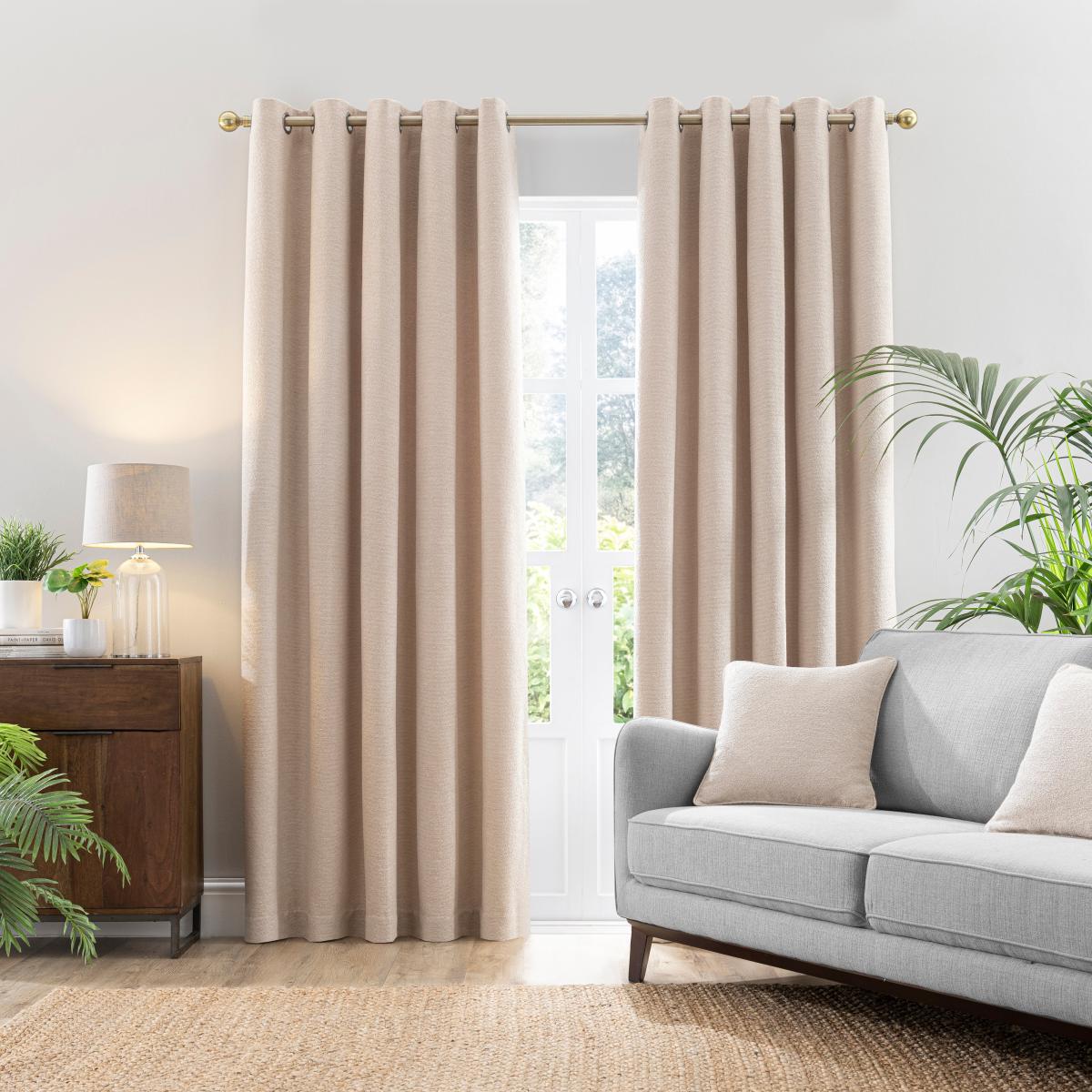Boucle Natural Eyelet Curtains Cream – image 2