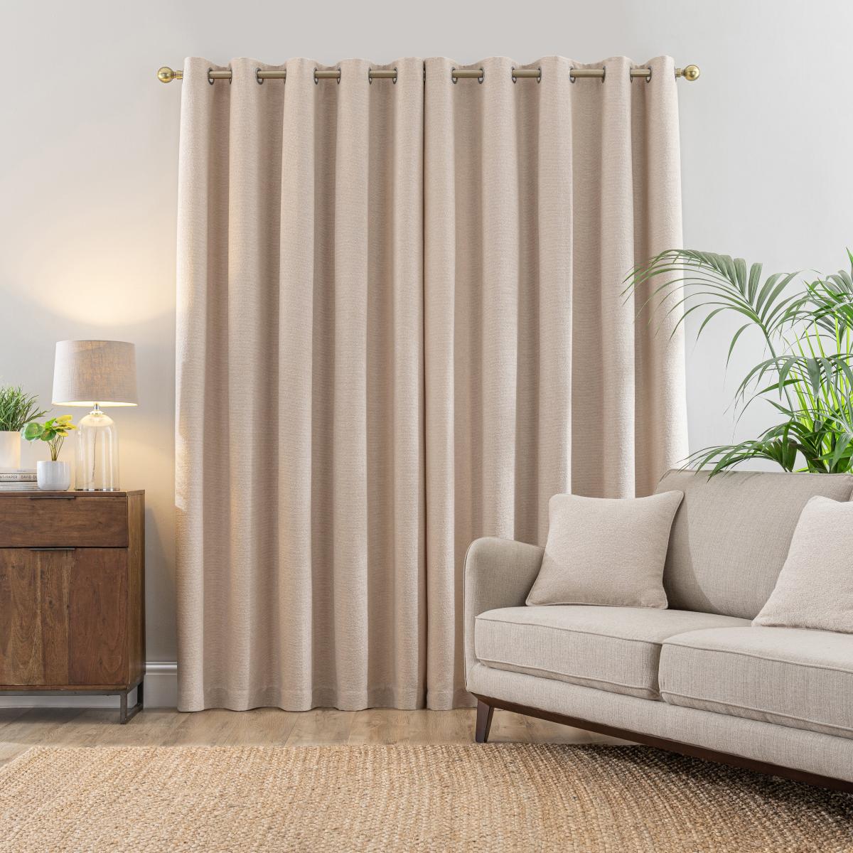 Boucle Natural Eyelet Curtains Cream – image 4
