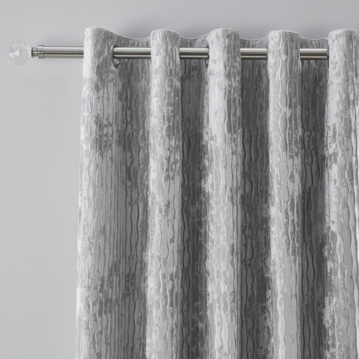 Tanith Silver Velvet Blackout Eyelet Curtains Silver – image 2