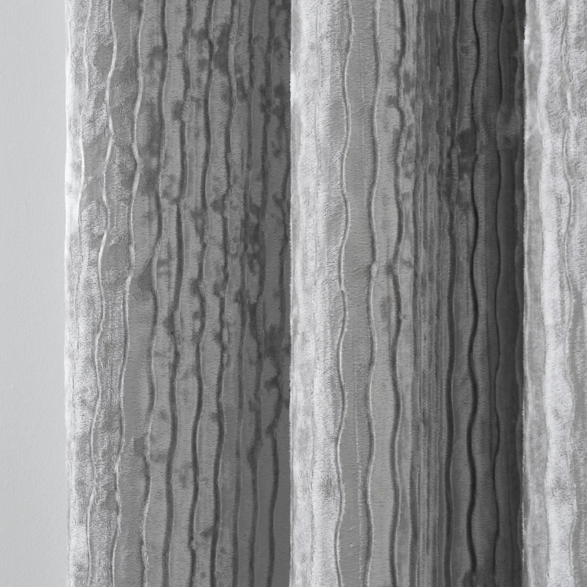 Tanith Silver Velvet Blackout Eyelet Curtains Silver – image 3
