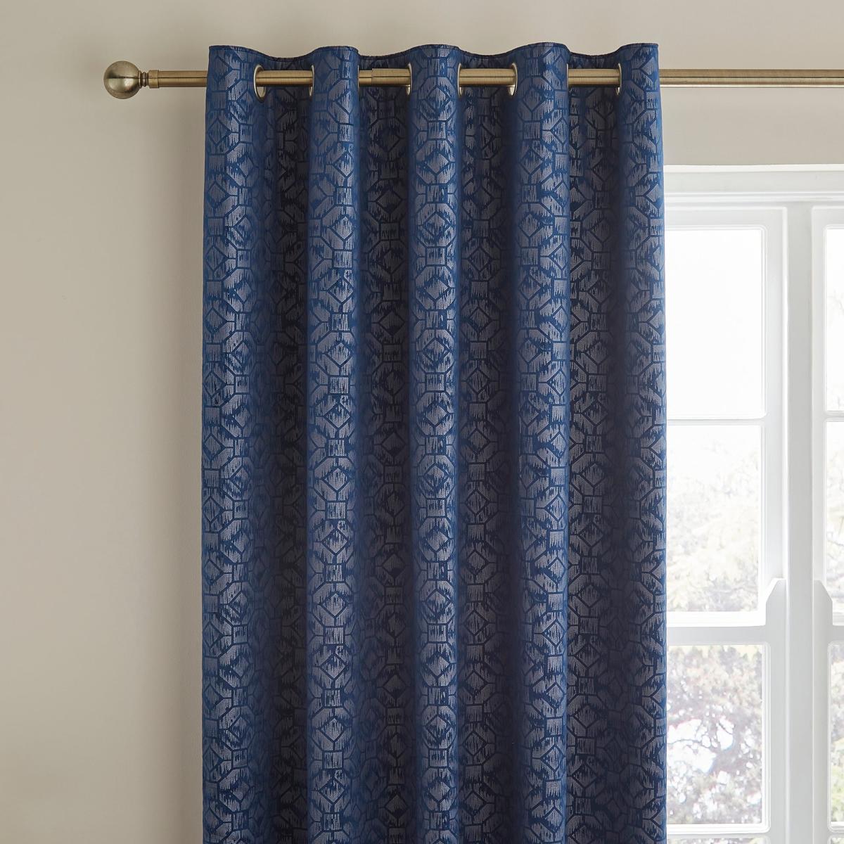 Pearl Print Luxe Navy Eyelet Curtains Luxe Navy – image 1