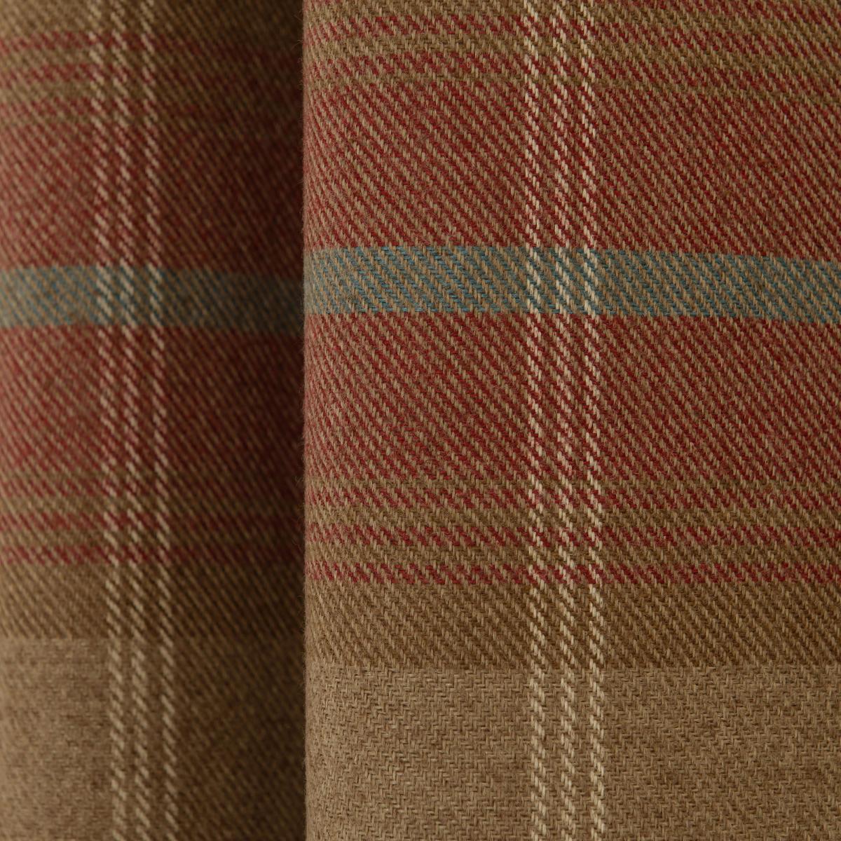 Highland Check Wine Eyelet Curtains Red and Brown – image 3