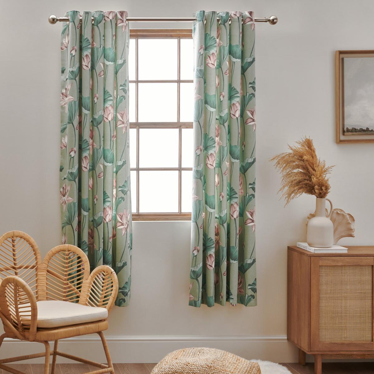 Waterlily Green Eyelet Curtains Green – image 2