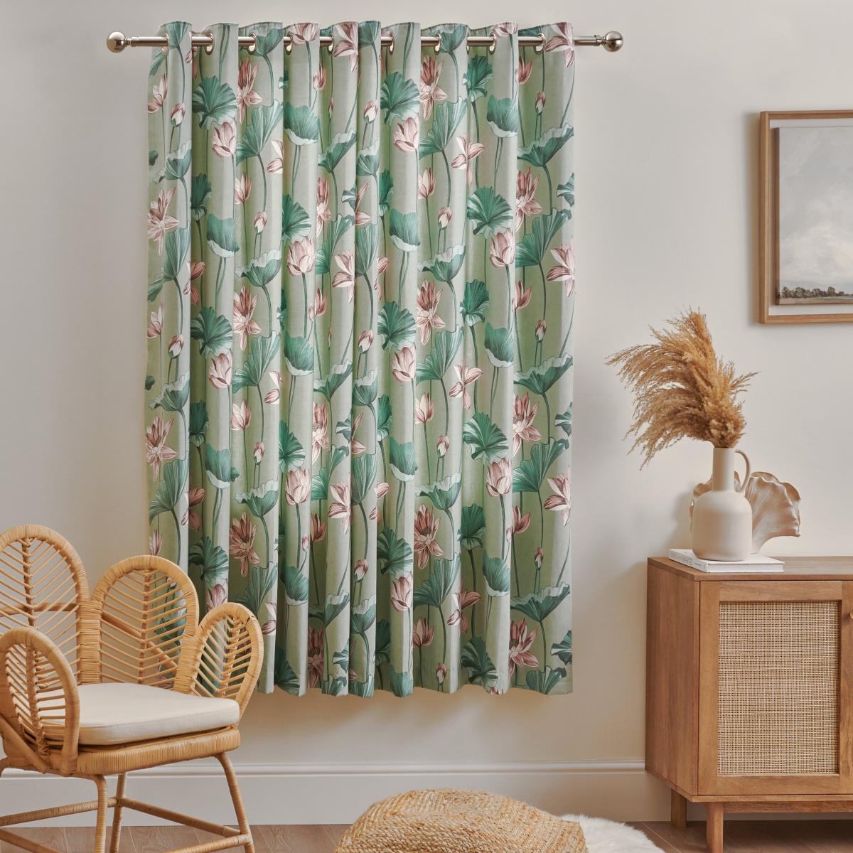 Waterlily Green Eyelet Curtains Green – image 4