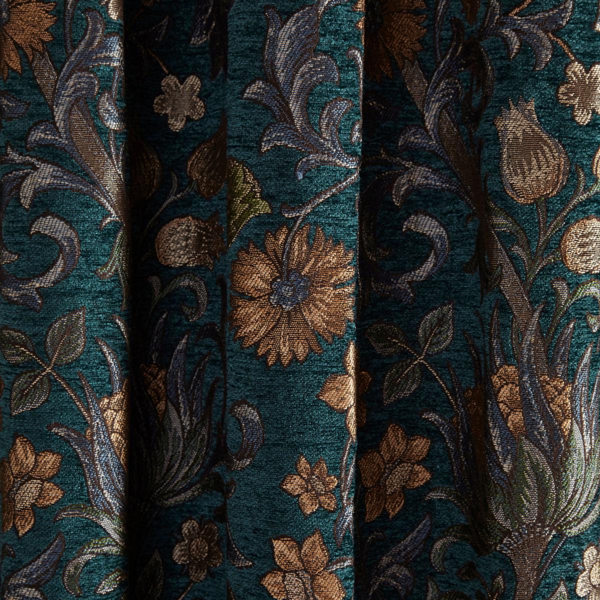 Betsy Chenille Jacquard Lagoon Pencil Pleat Curtains Blue, Green and Brown – image 5