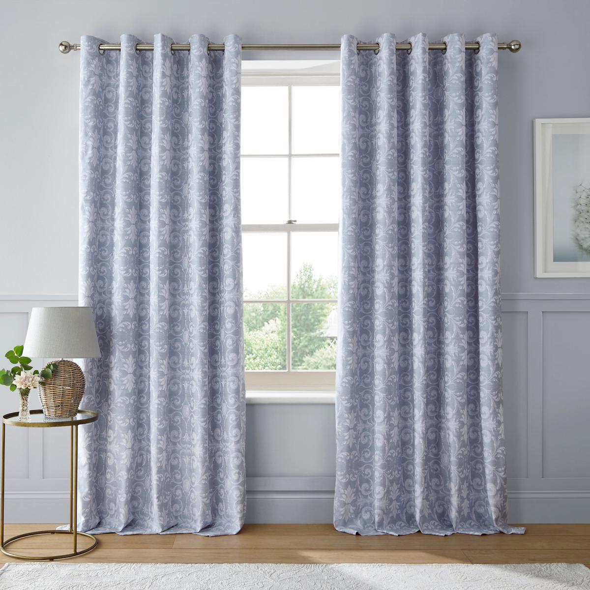 Dorma Regency Blue Eyelet Curtains Blue – image 2