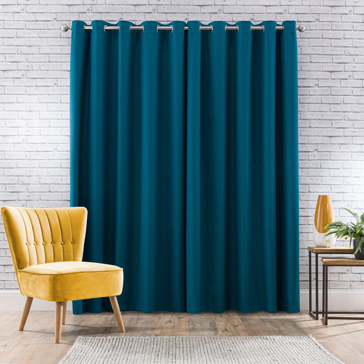 Montreal Thermal Blackout Ultra Teal Eyelet Curtains Blue – image 2