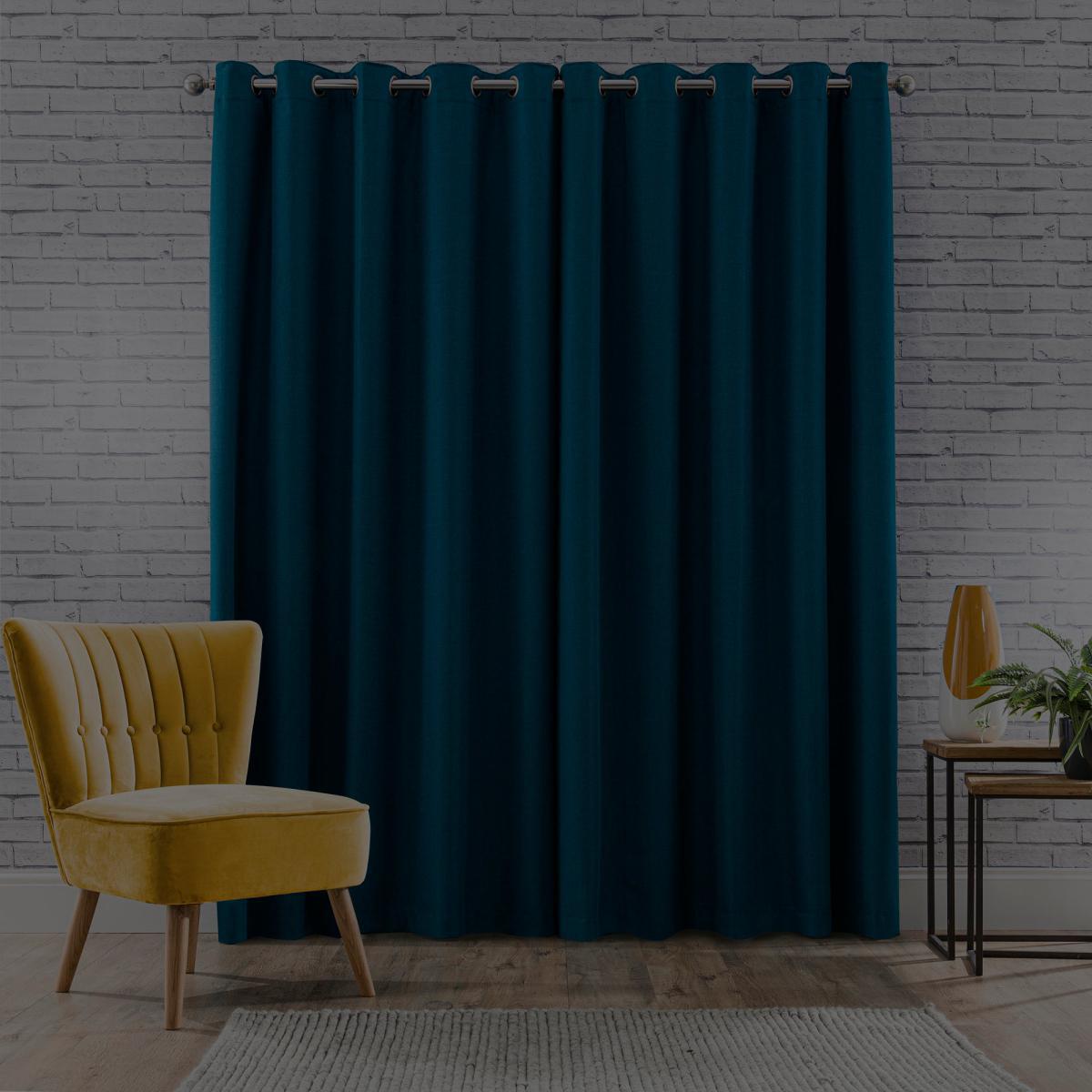 Montreal Thermal Blackout Ultra Teal Eyelet Curtains Blue – image 7