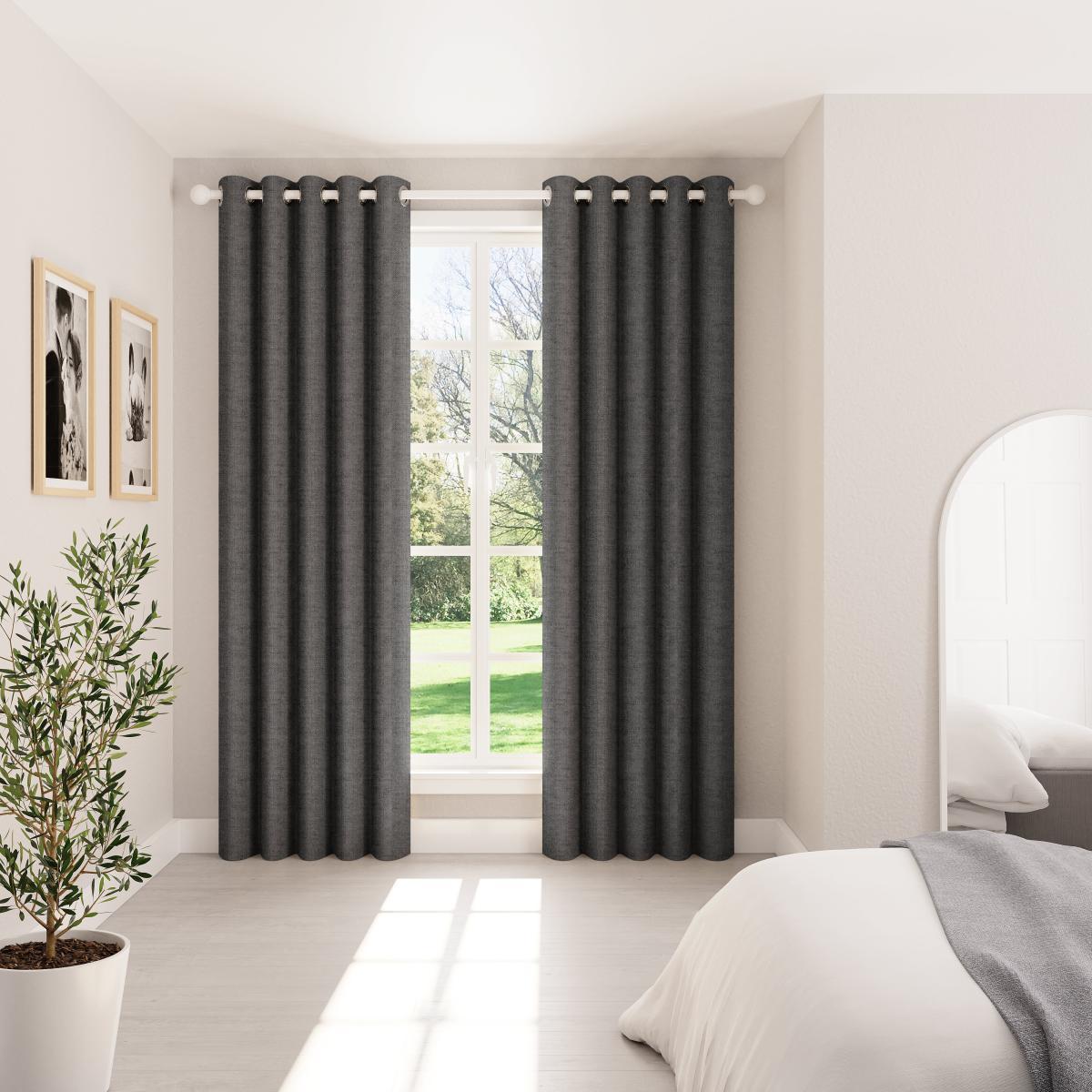 Dawson Graphite Thermal Eyelet Curtains Graphite (Grey) – image 2