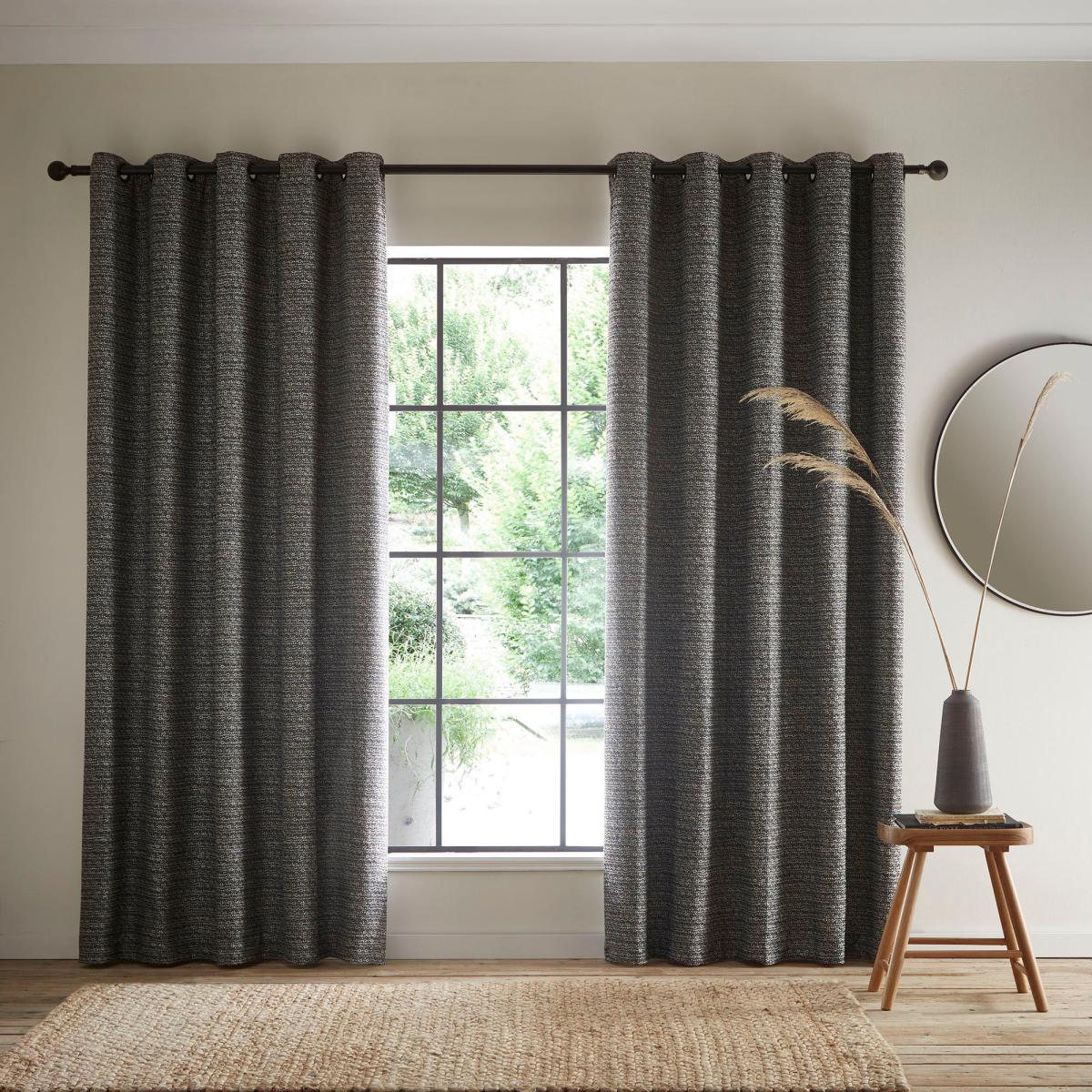Recycled Monochrome Eyelet Curtains Black and white – image 2