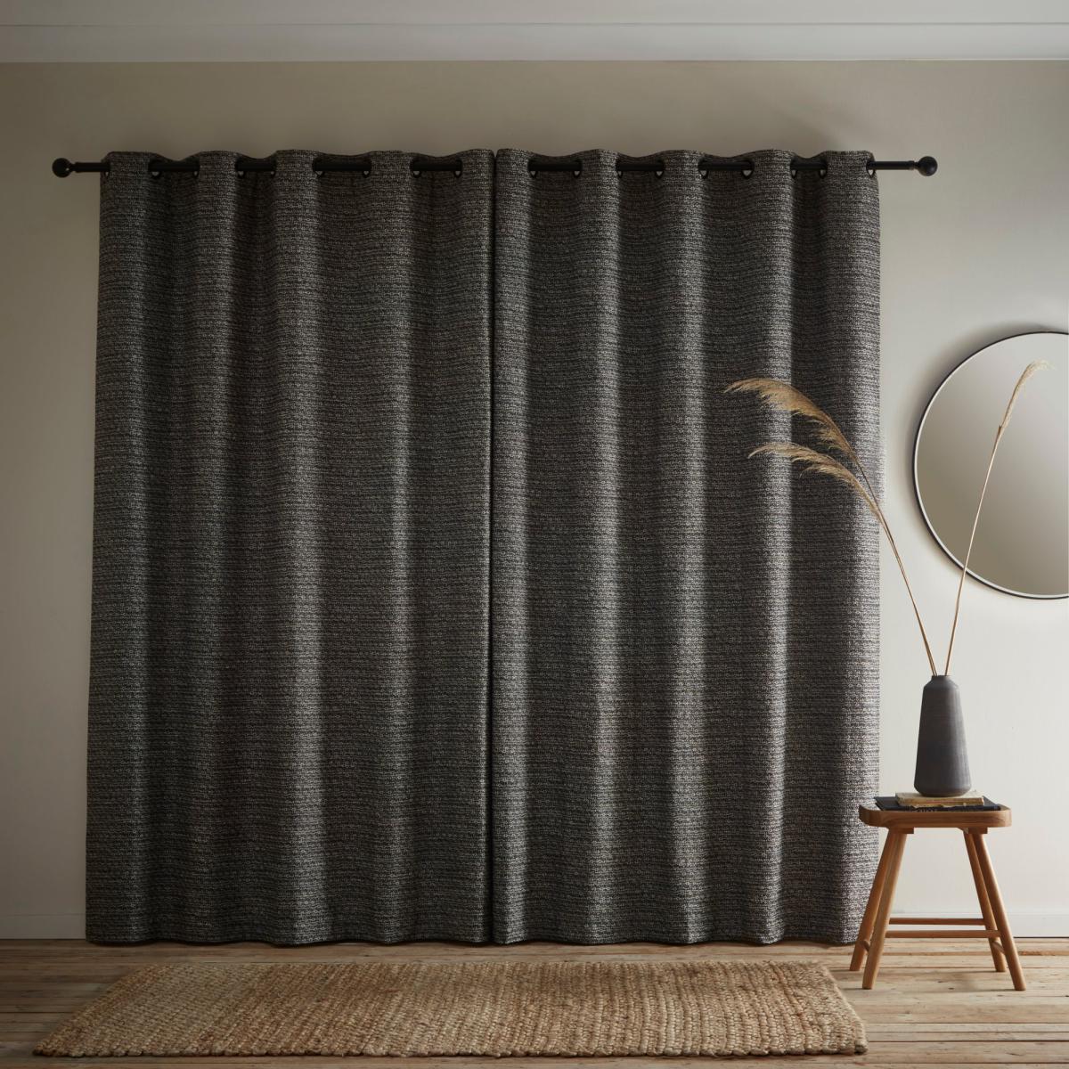 Recycled Monochrome Eyelet Curtains Black and white – image 3