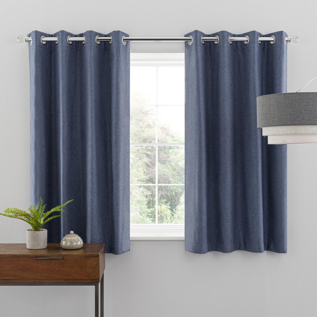 Luna Brushed Denim Blue Blackout Eyelet Curtains Blue – image 4