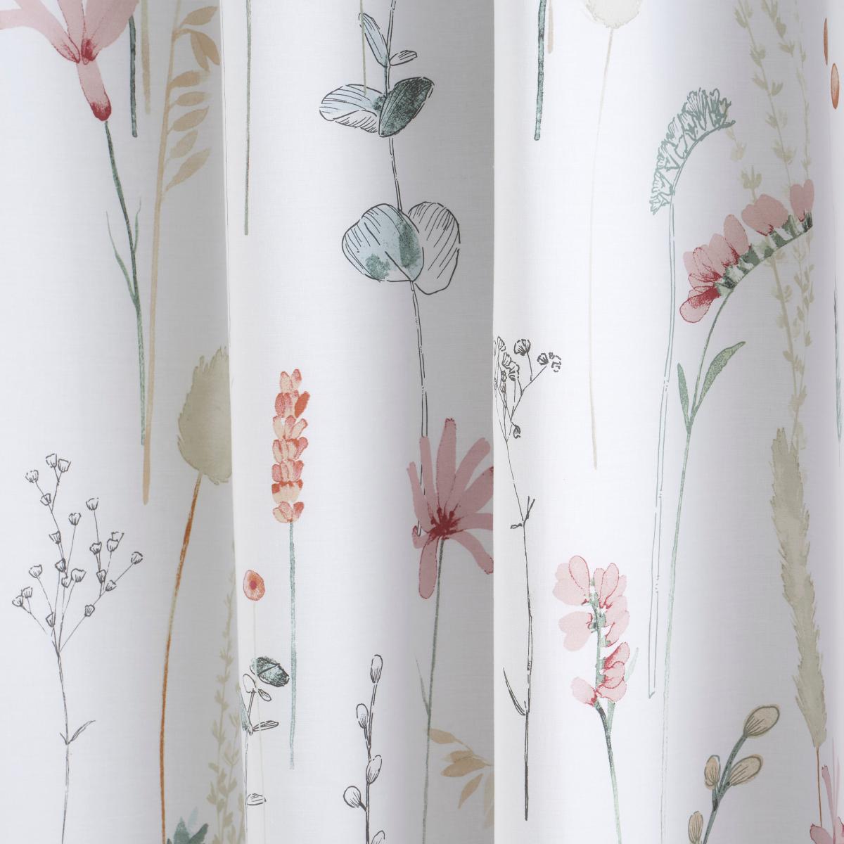 Dried Flowers Blush Blackout Eyelet Curtains Pink/Green/White – image 3