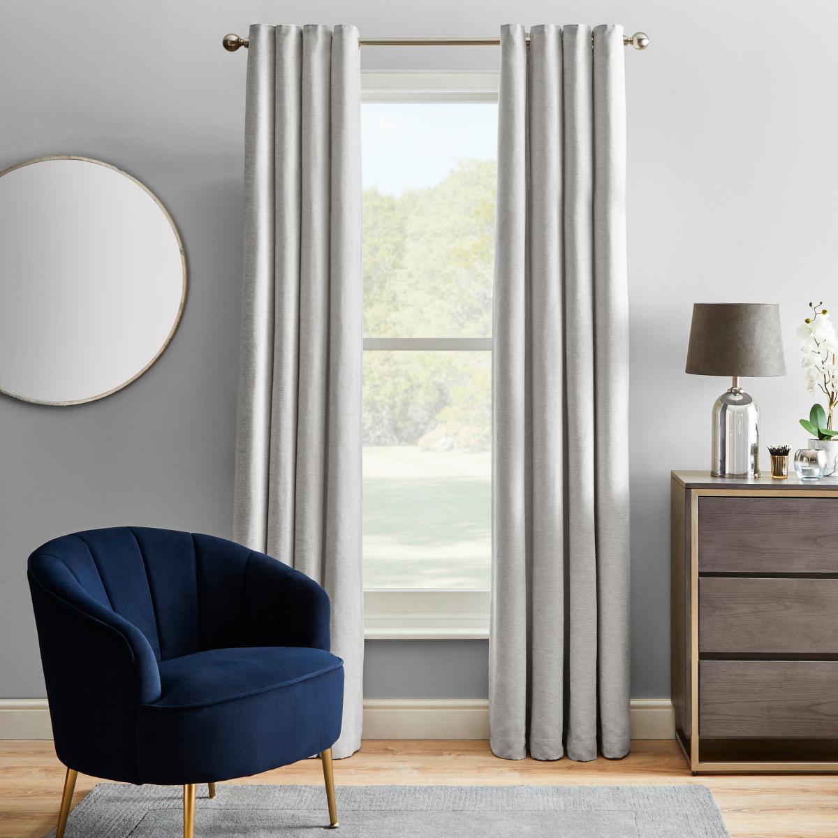 Haworth Chenille Silver Eyelet Curtains Silver – image 2