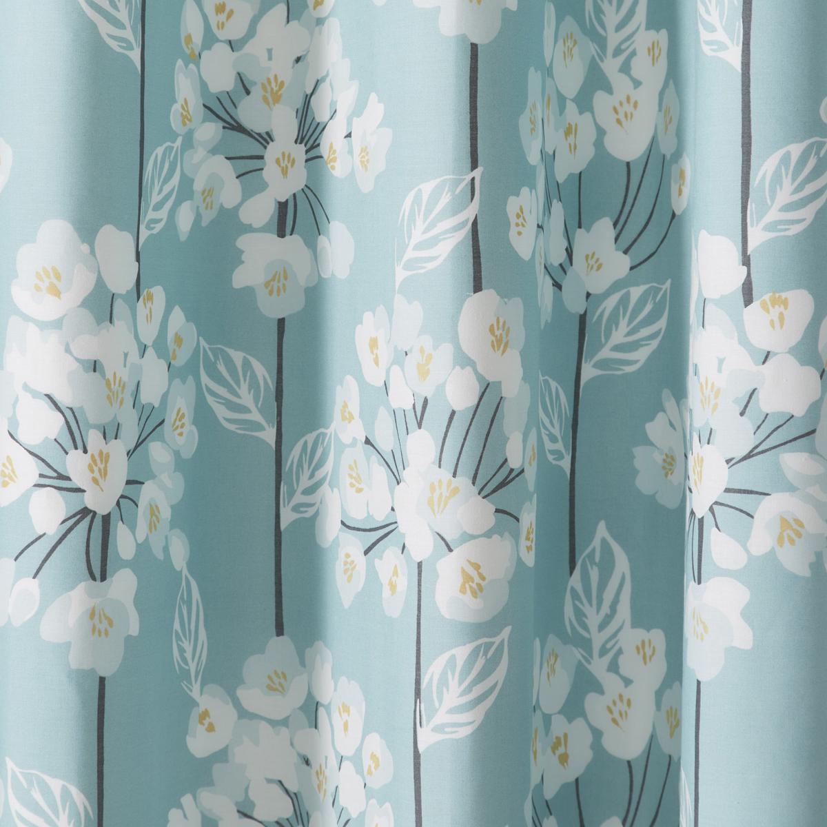 Erin Teal Eyelet Curtains Blue, White and Brown – image 3