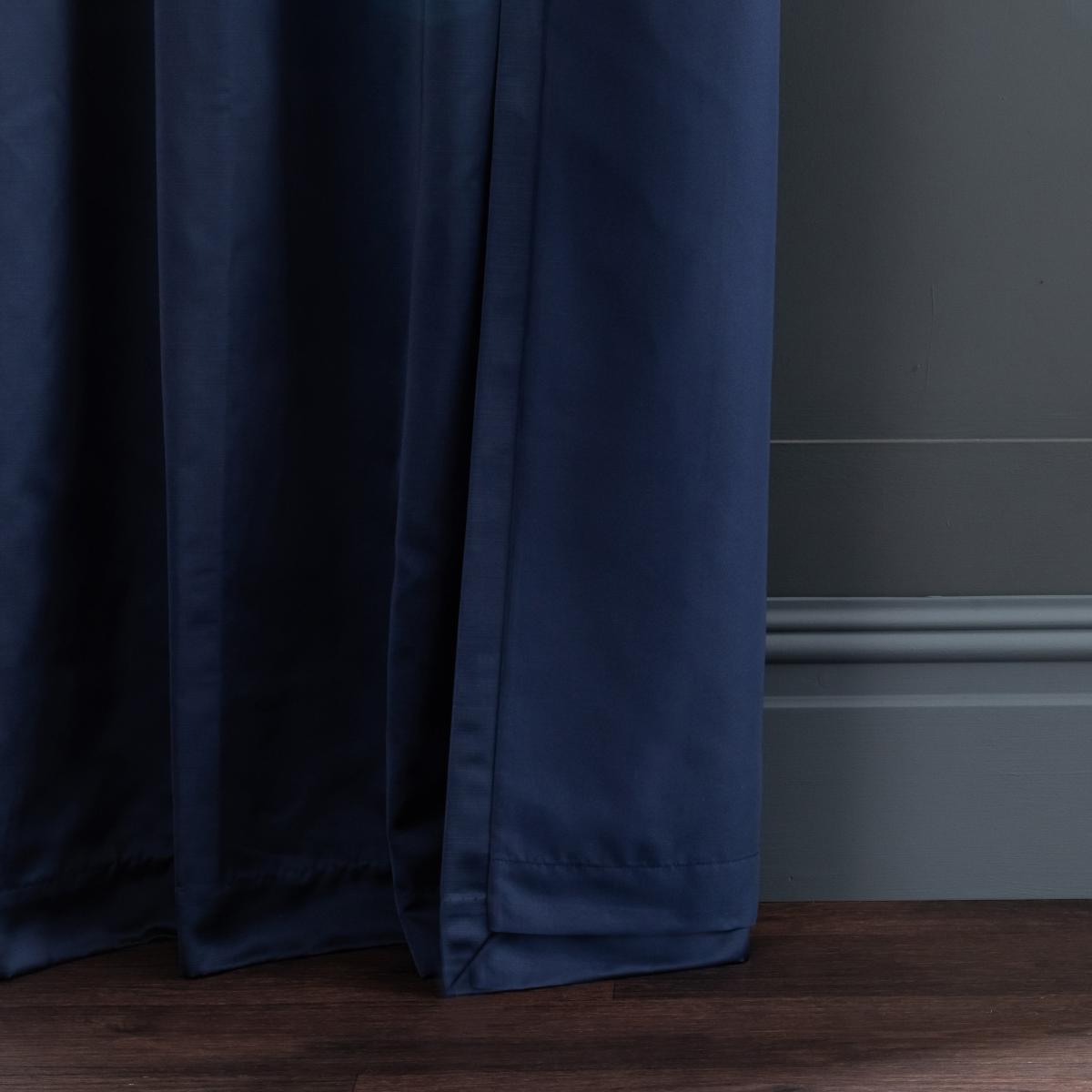 Satin Navy Eyelet Curtains Navy – image 7