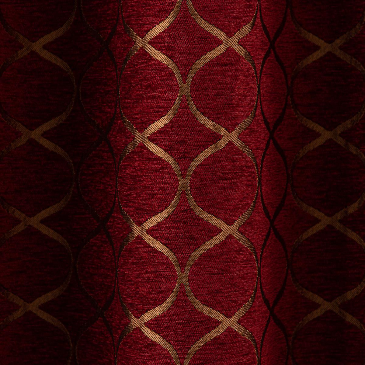 Chenille Ogee Red Eyelet Curtains Deep Red – image 5