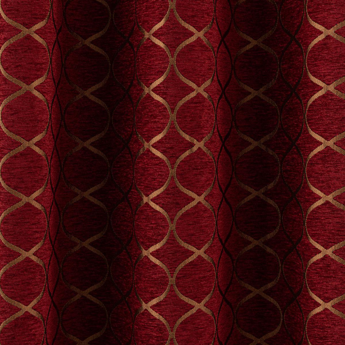 Chenille Ogee Red Eyelet Curtains Deep Red – image 6