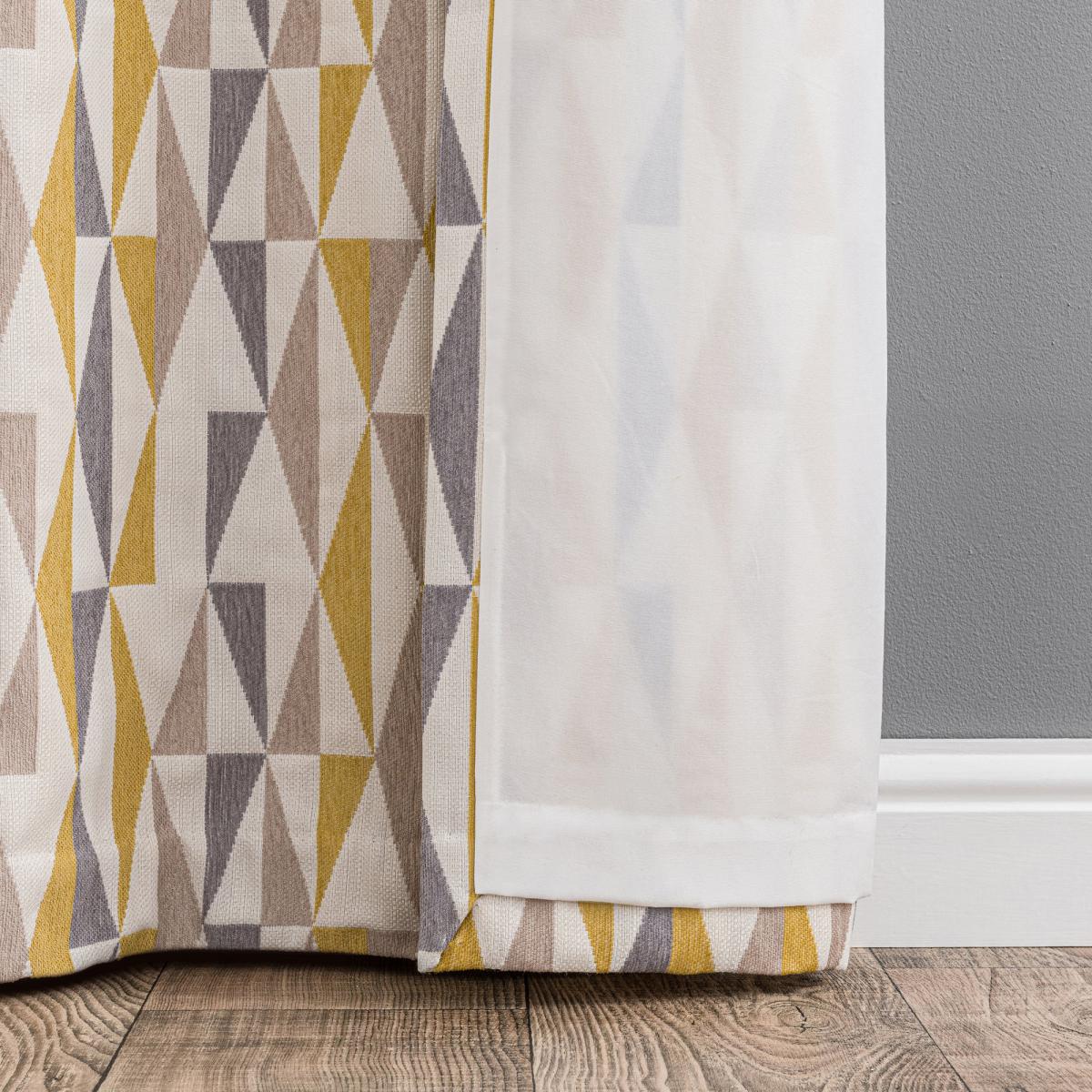 Triangle Chenille Jacquard Eyelet Curtains Yellow, Grey and White – image 5