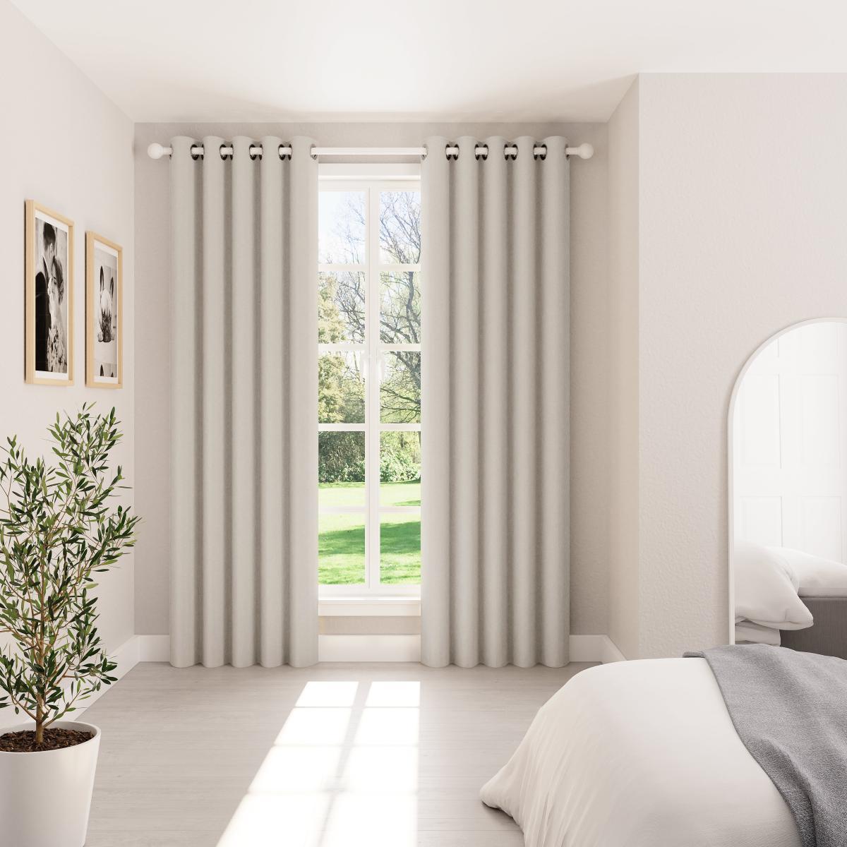 Dawson White Linen Thermal Eyelet Curtains Linen – image 2