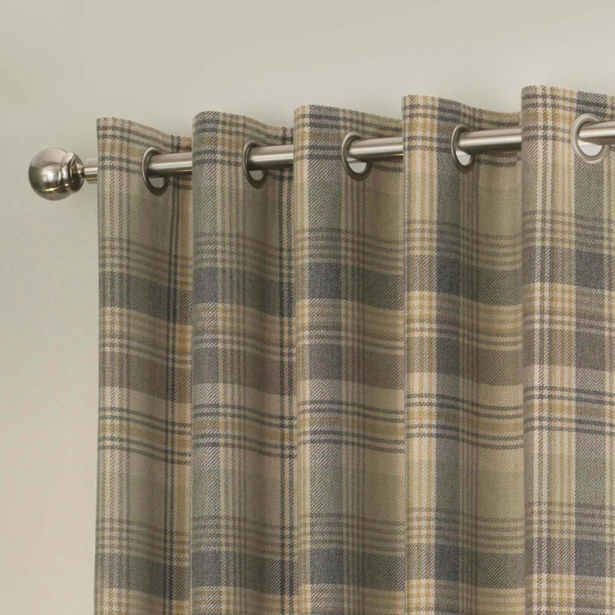 Finley Check Green Eyelet Curtains Green – image 4