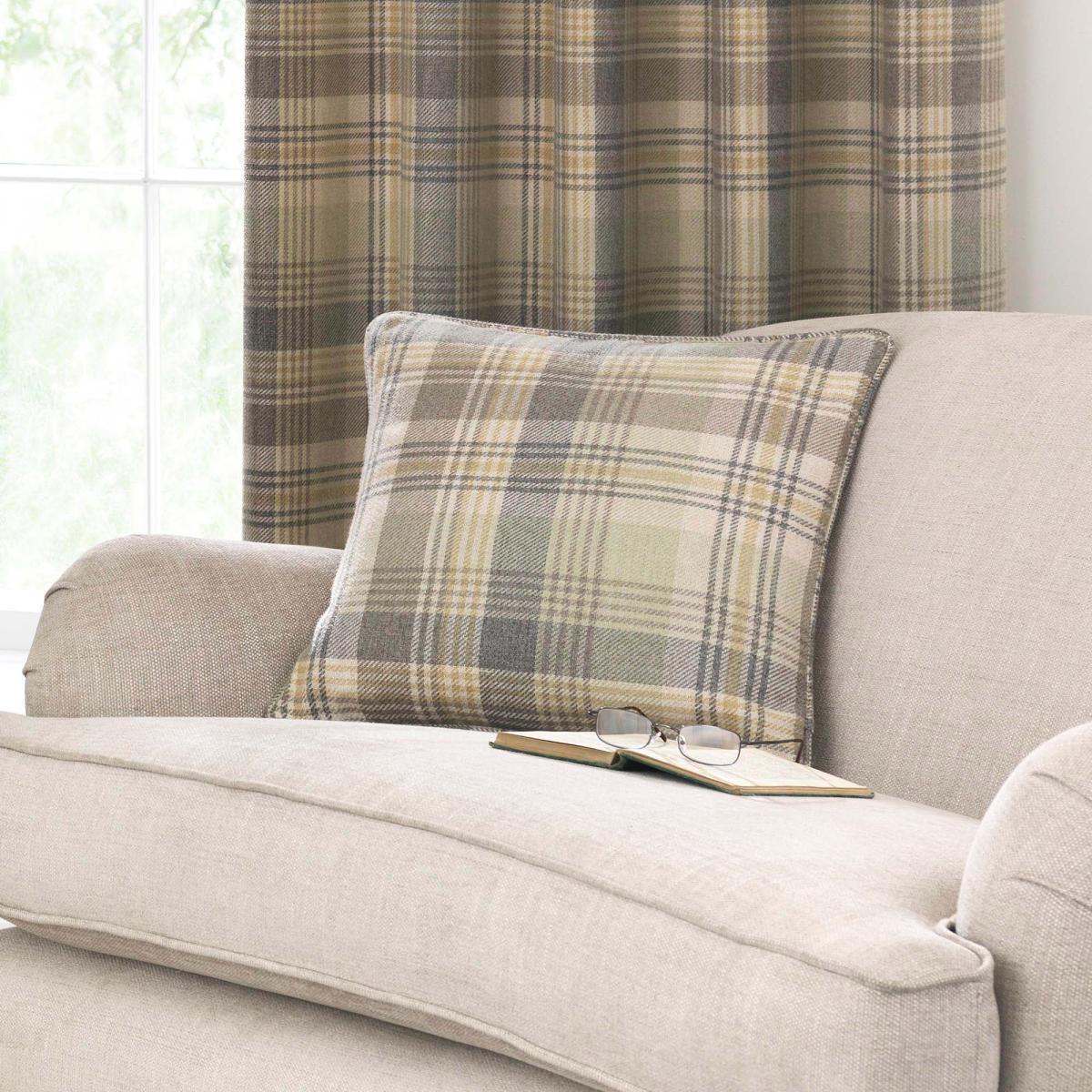 Finley Check Green Eyelet Curtains Green – image 5