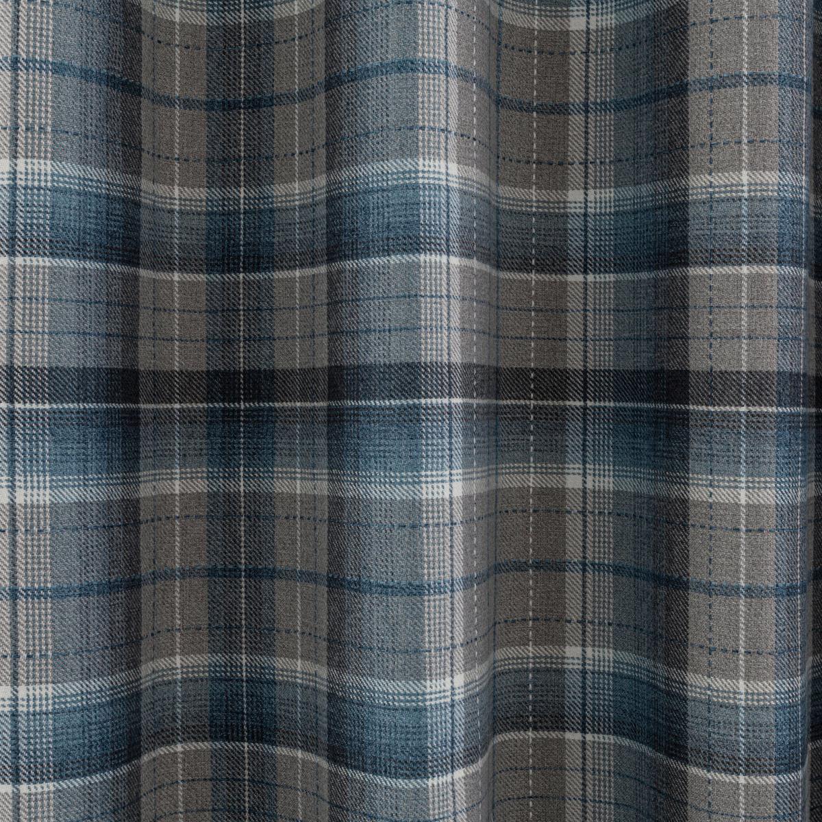 Inverness Check Blue Eyelet Curtains Blue, Grey and White – image 4