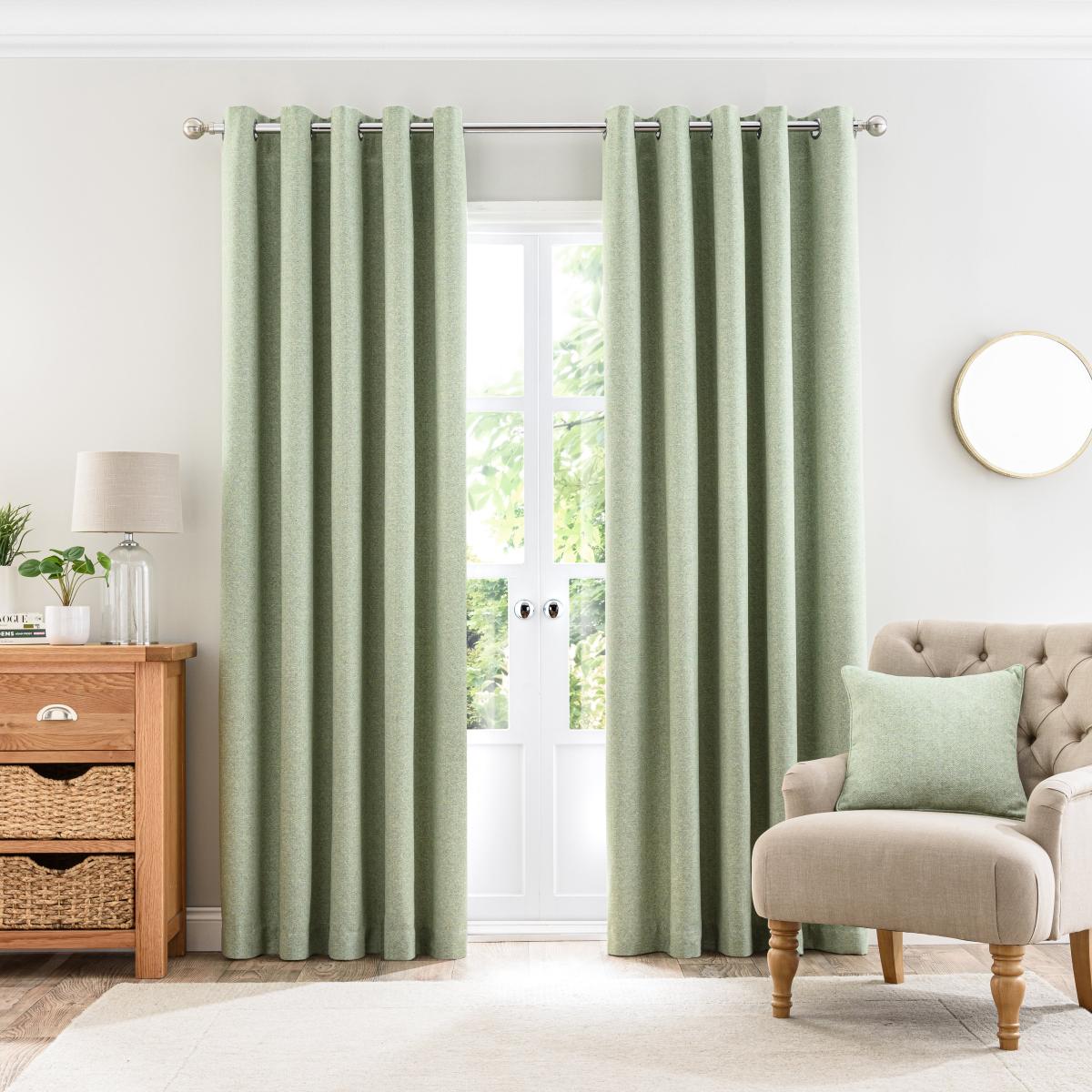 Hemsley Eyelet Curtains Apple Green – image 2