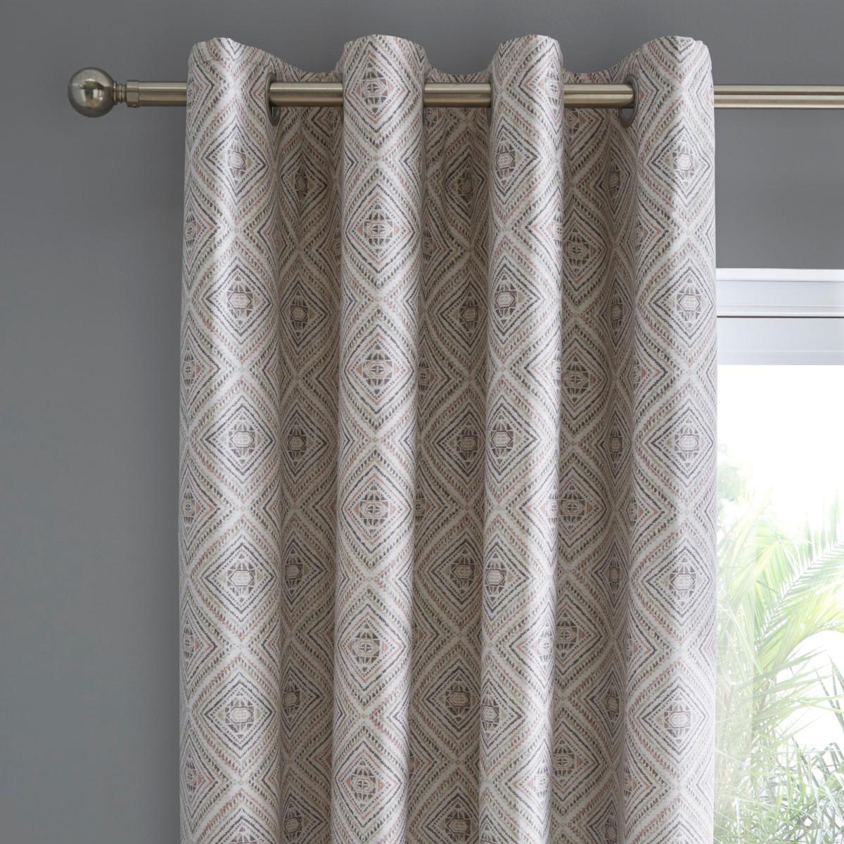 Inca Natural Blackout Eyelet Curtains Brown, Grey and White – image 2