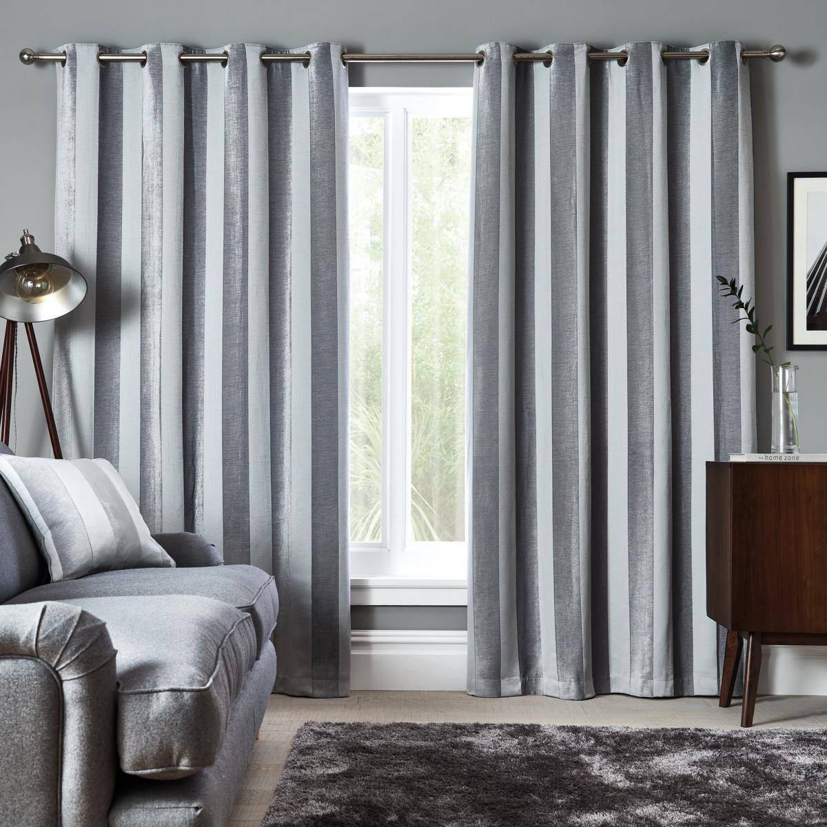 Parker Grey Chenille Eyelet Curtains Grey – image 2