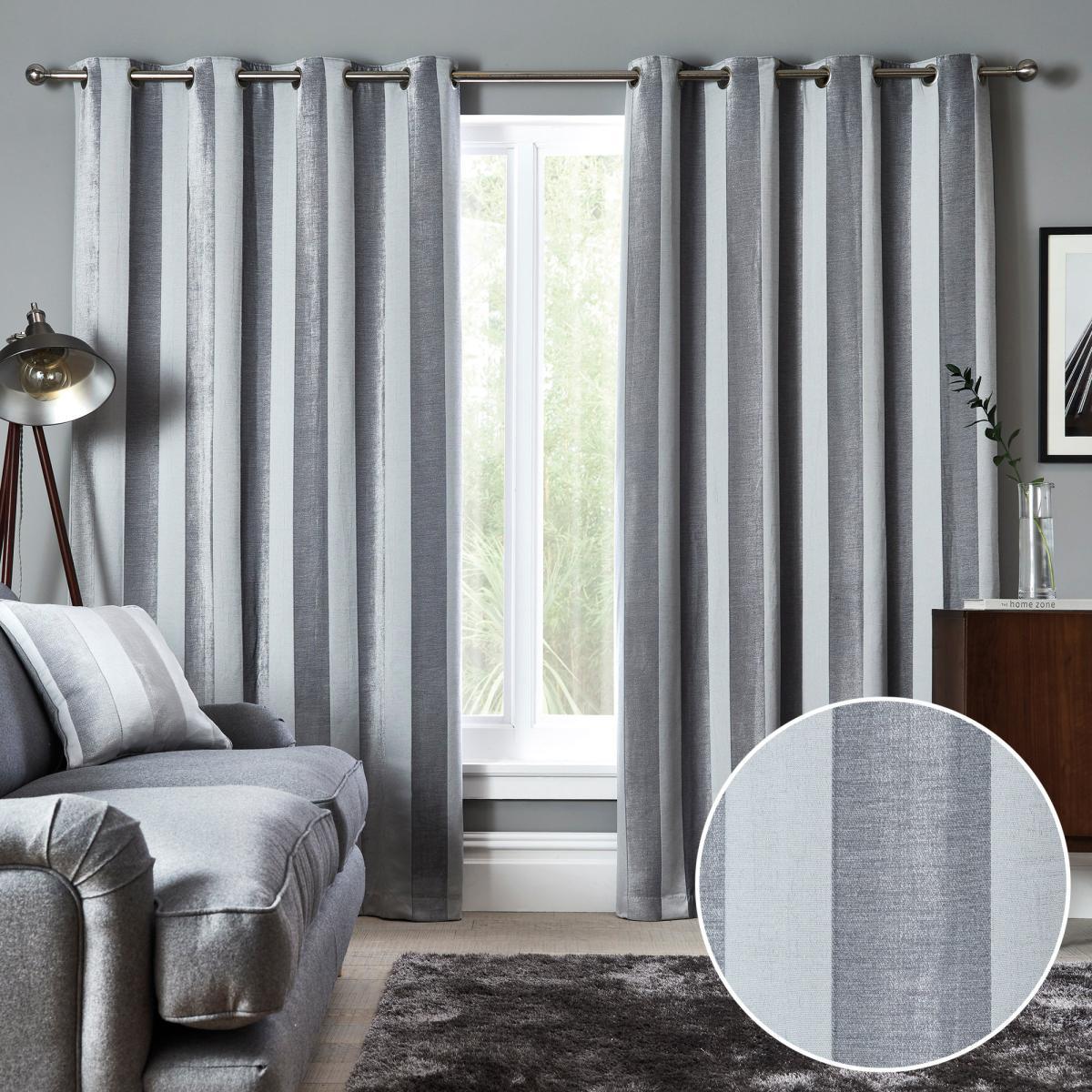 Parker Grey Chenille Eyelet Curtains Grey – image 3