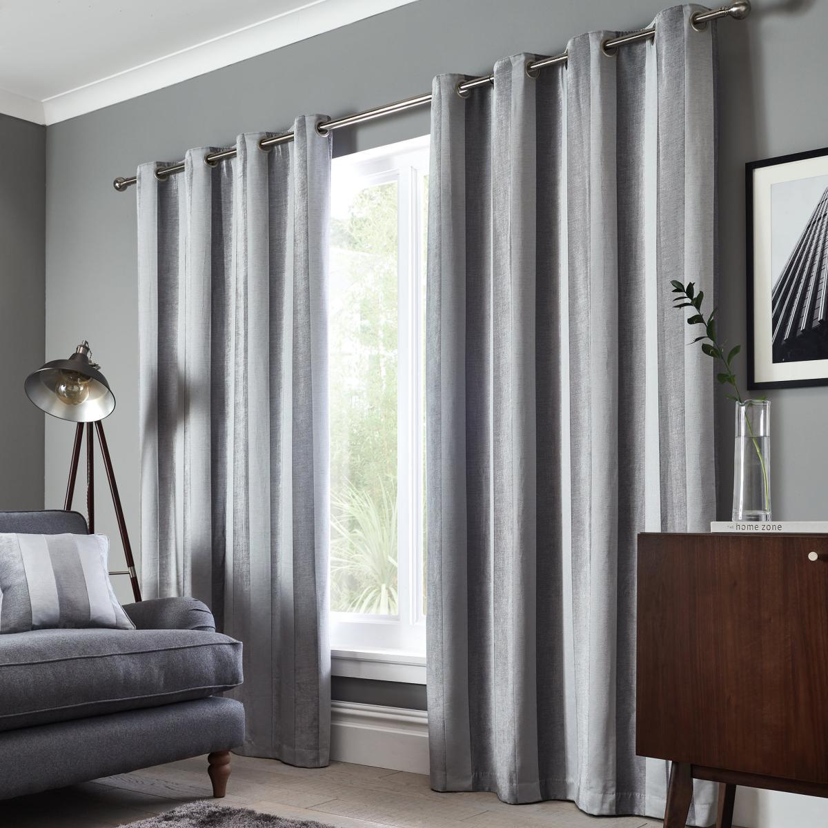 Parker Grey Chenille Eyelet Curtains Grey – image 6