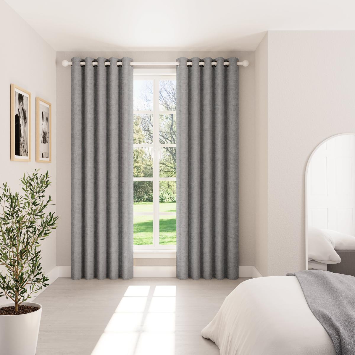 Dawson Grey Thermal Eyelet Curtains Grey – image 2