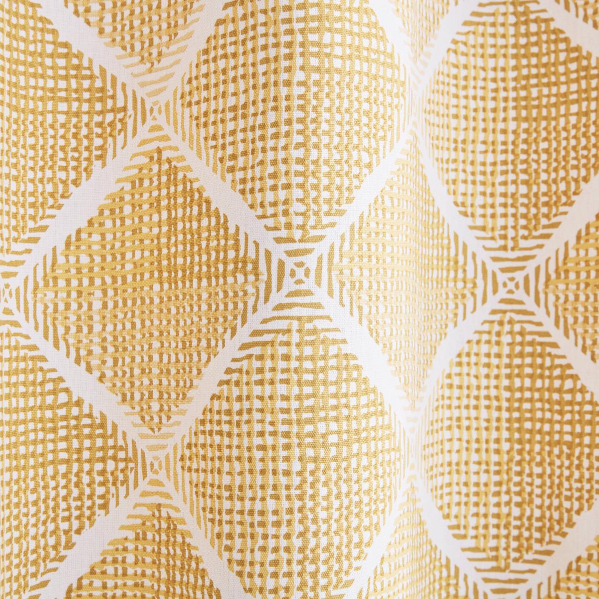 Catherine Lansfield Geo Textured Diamond Ochre Eyelet Curtains Ochre – image 3