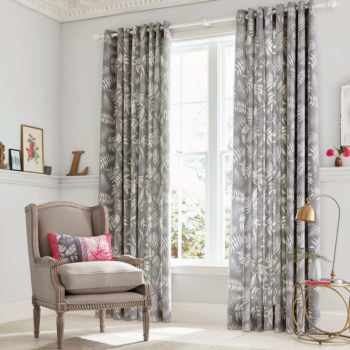 Clarissa Hulse Grey Fern Eyelet Curtains Grey – image 1