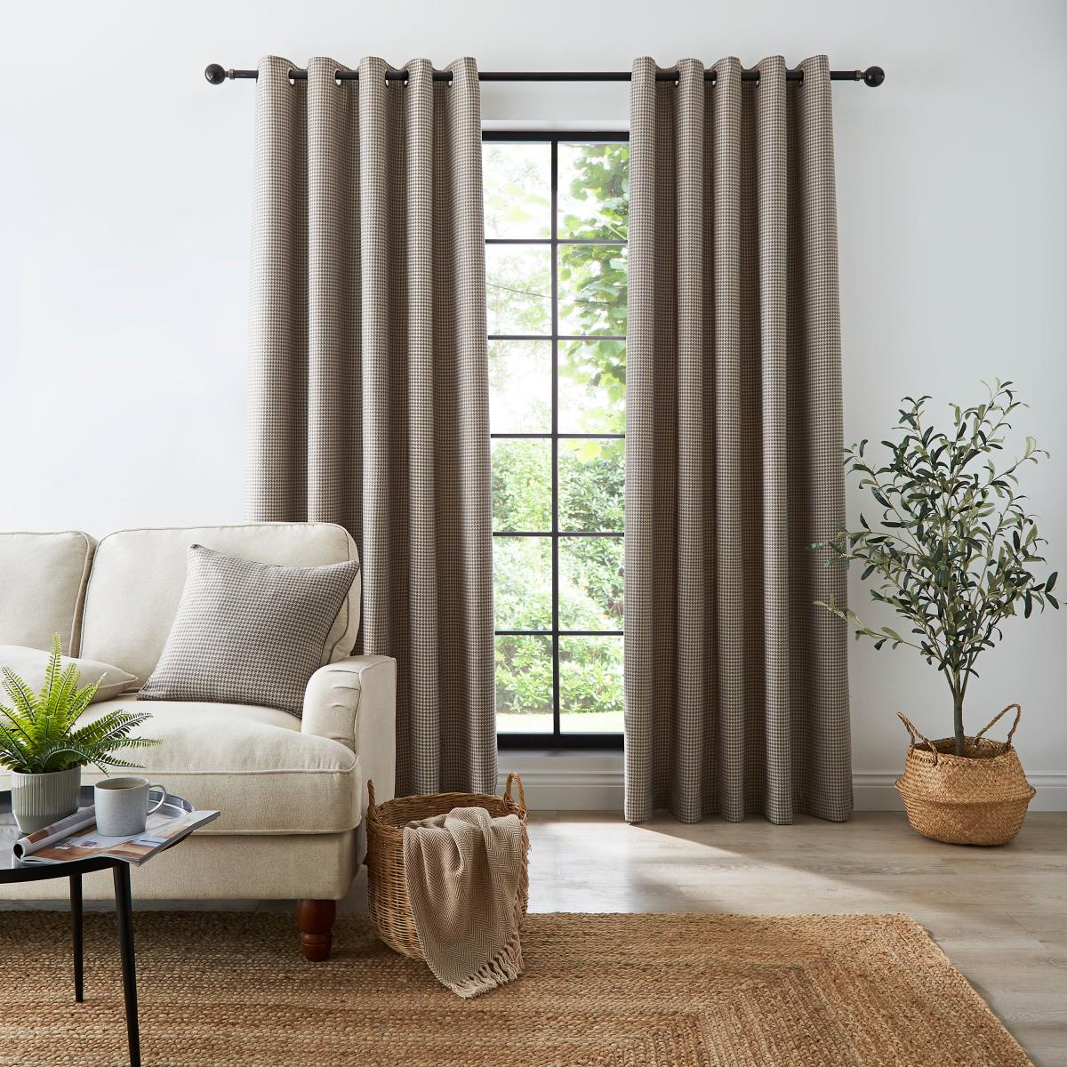 Churchgate Dogtooth Natural Grey Eyelet Curtains MultiColoured – image 2