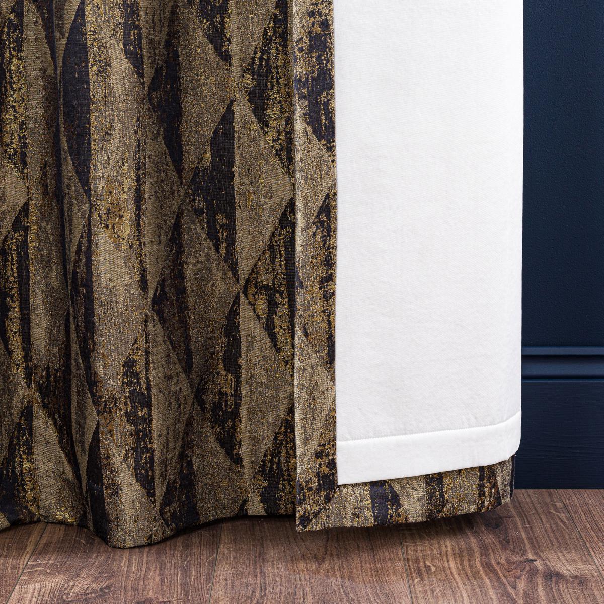 Luxor Metallic Blue Eyelet Curtains Gold and Blue – image 5