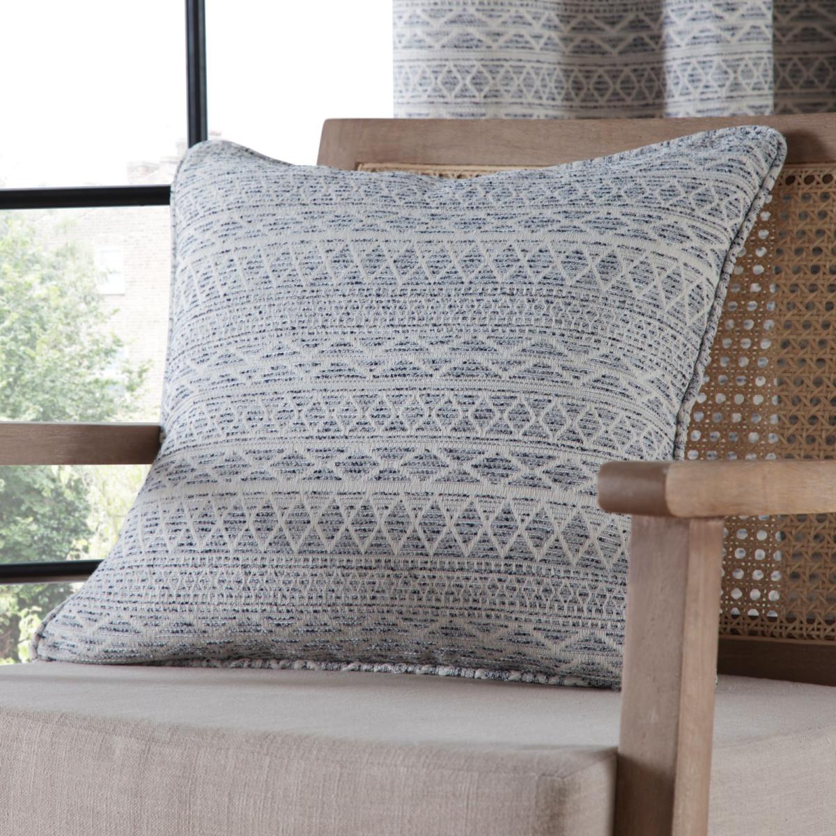 Leda Geometric Blue Eyelet Curtains Blue – image 6
