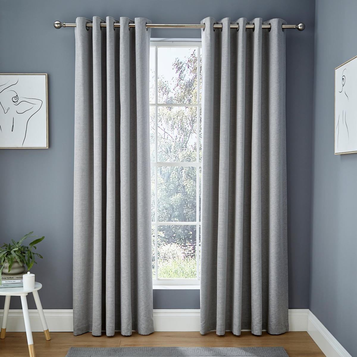 Terrell Marl Blackout Eyelet Curtains Blue – image 2