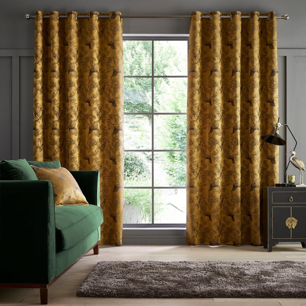 Crane Old Gold Eyelet Curtains Gold – image 2