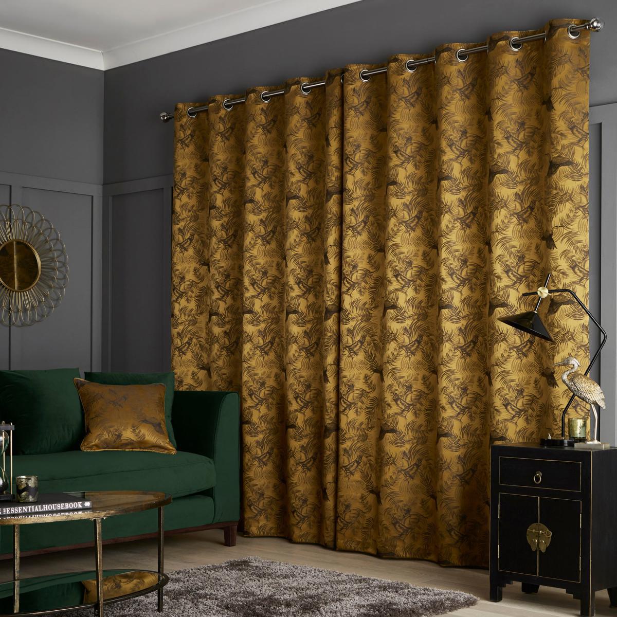 Crane Old Gold Eyelet Curtains Gold – image 3
