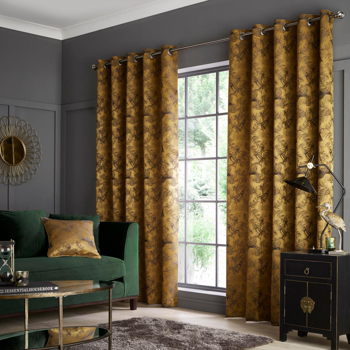 Crane Old Gold Eyelet Curtains Gold – image 5