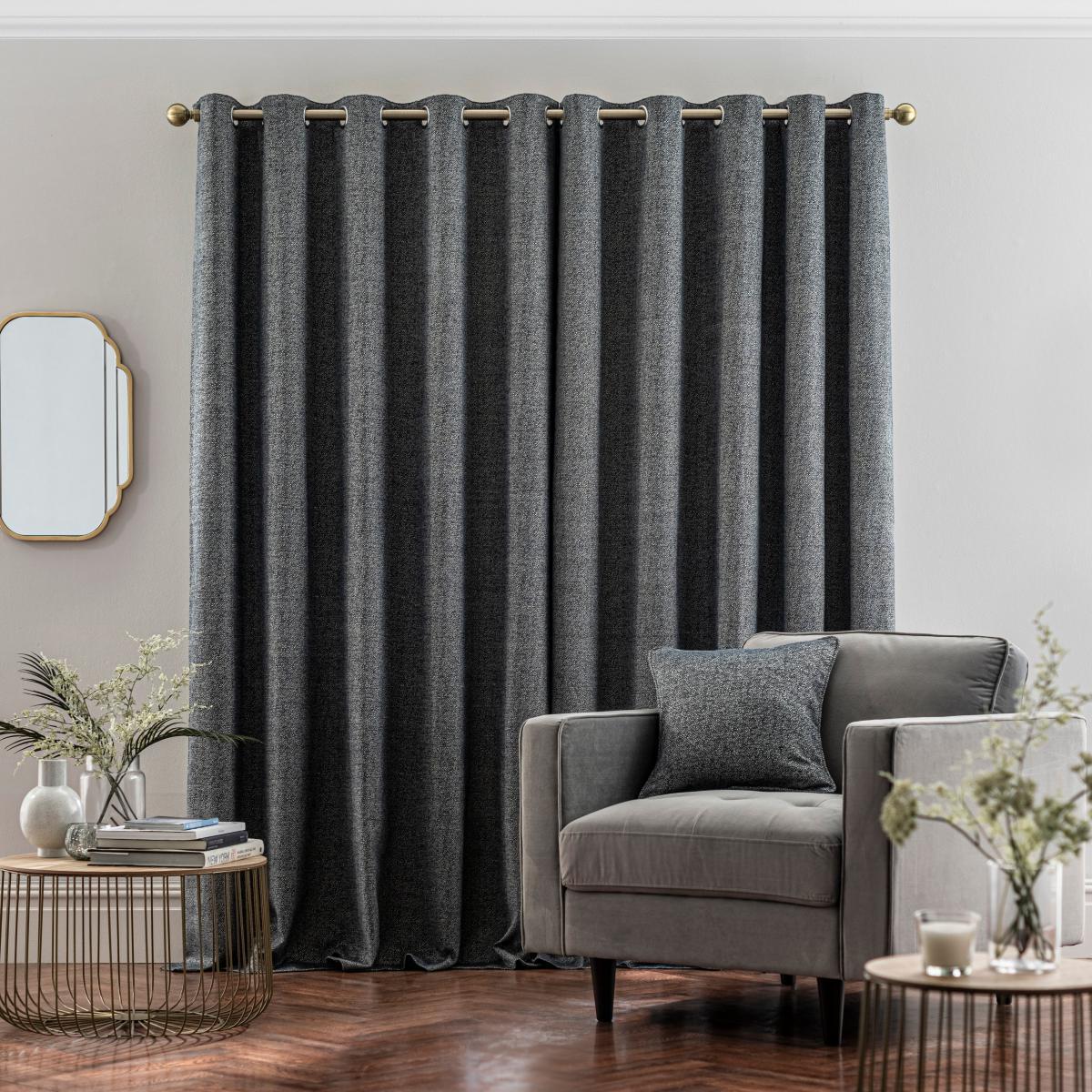 Hampstead Navy Eyelet Curtains Navy – image 4