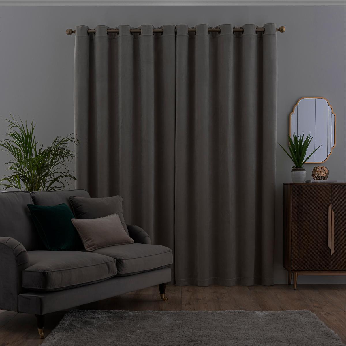 Isla Ultra Blackout Chateau Grey Eyelet Curtains Chateau Grey – image 5