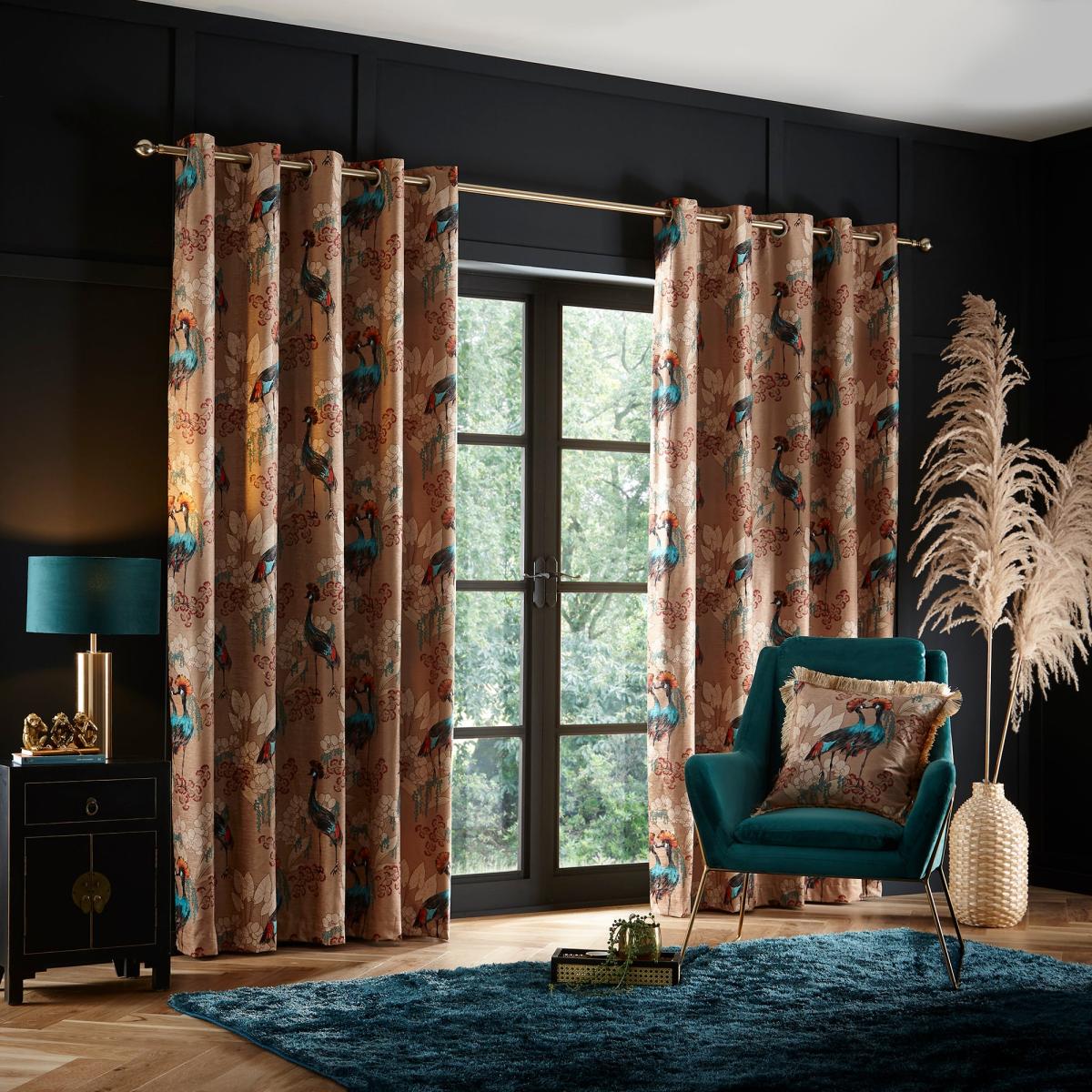 Mariba Gold Eyelet Curtains Gold – image 2