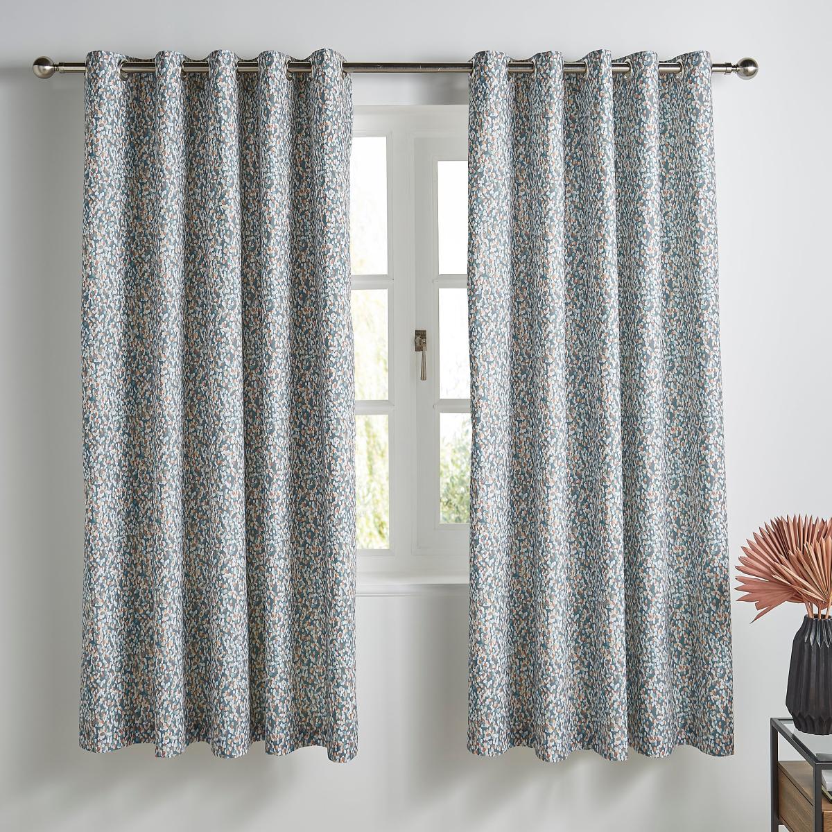 Keaton Blue Eyelet Curtains White/Orange/Green – image 2
